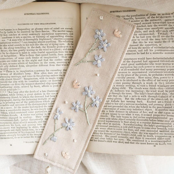 Embroidered Bookmark Forget me not