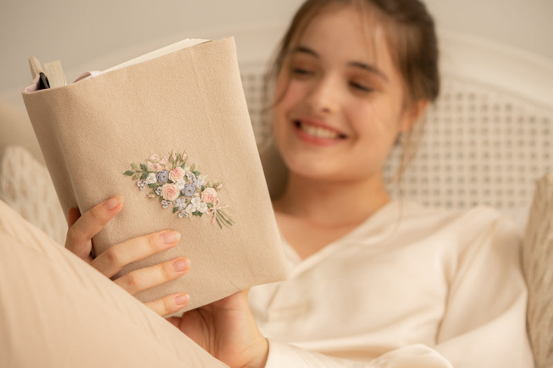Embroidered Book Cover - Pretty Posy